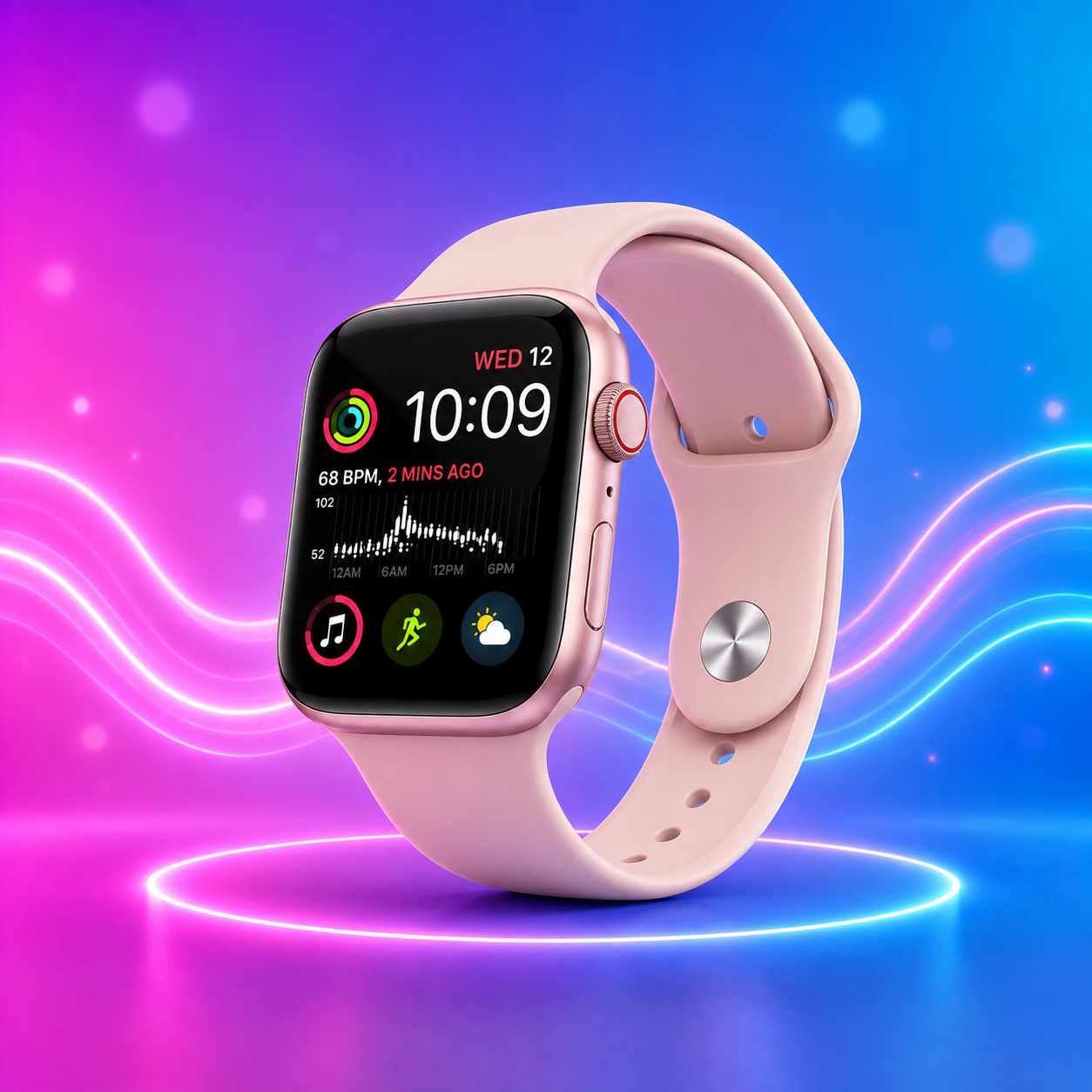 Pink Smart Watch with fitness and activity tracking