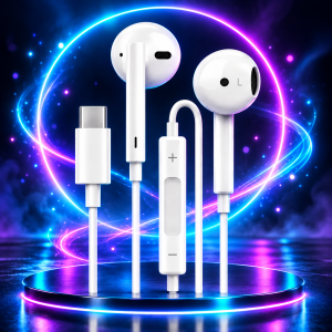 USB-C wired earphones with microphone and in-line controls